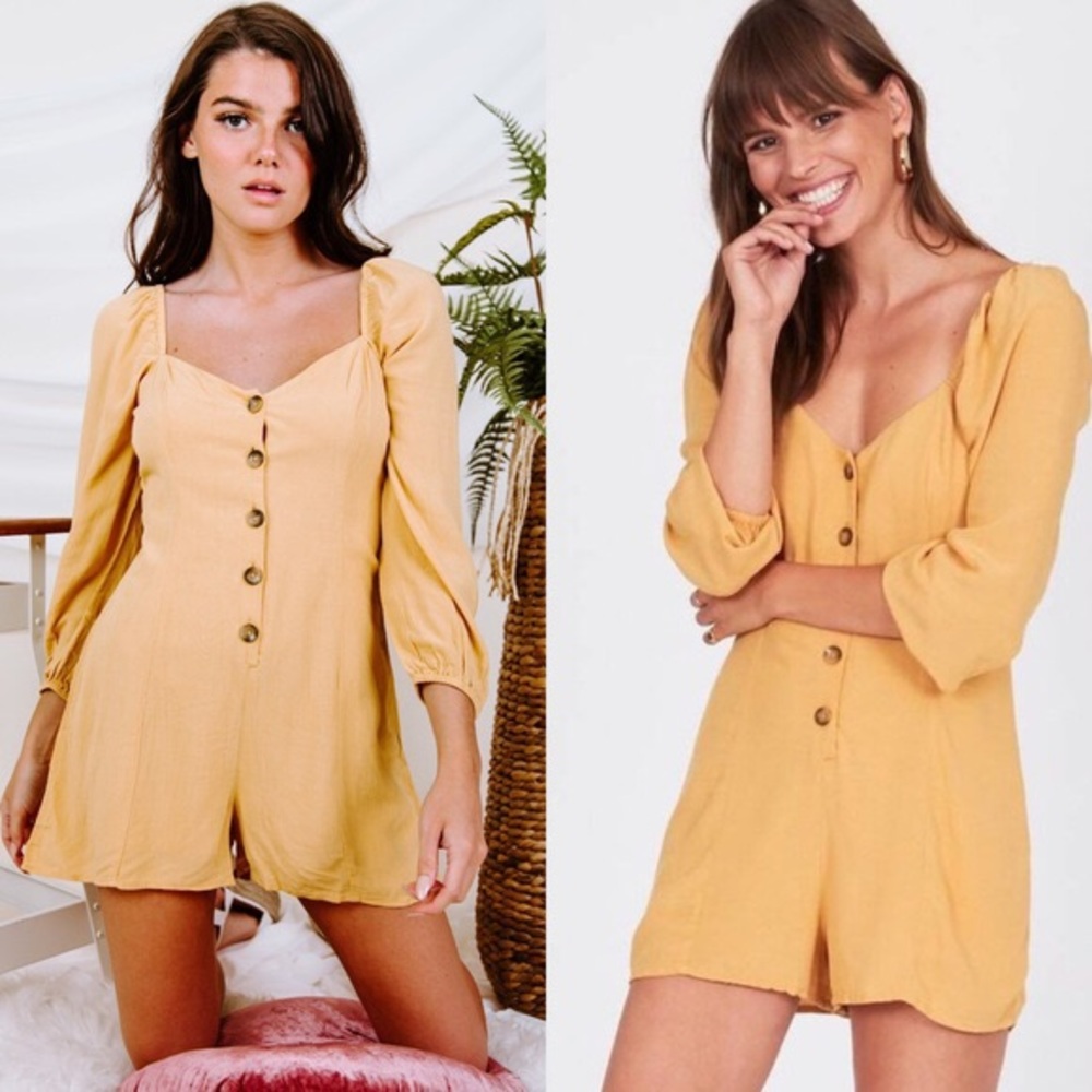 Mustard Yellow Romper: new with tags! never worn!